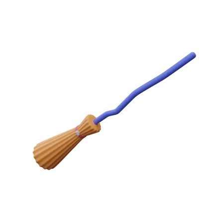 3 D Illustration Of Halloween Witch Broomstick 3D Icon