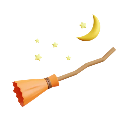 Witch Broom 3 D Icon 3D Icon