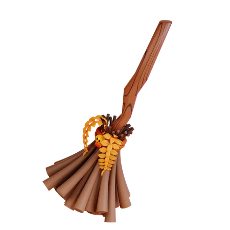 3 D Illustration Of A Witchs Broomstick 3D Icon