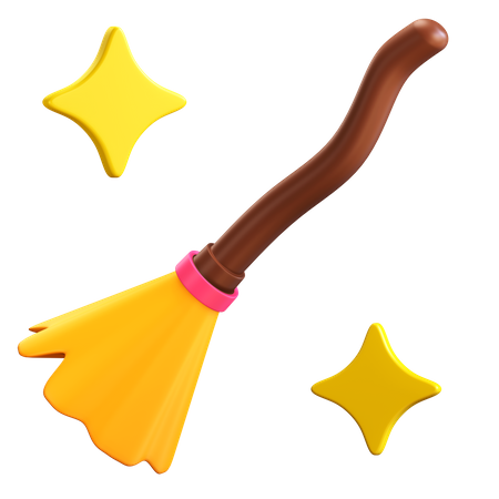 Witch Broom Stick 3D Illustration