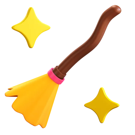 Witch Broom Stick  3D Illustration