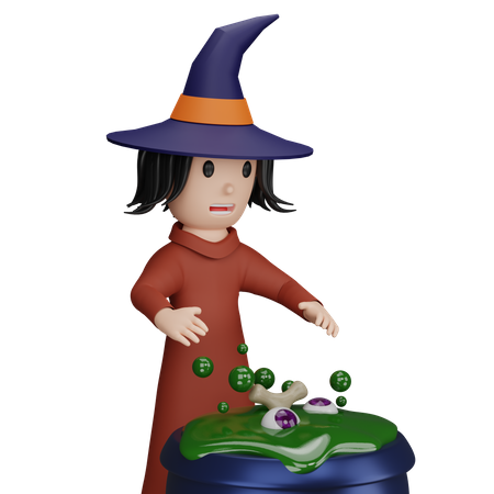 Witch Casting Spell  3D Illustration