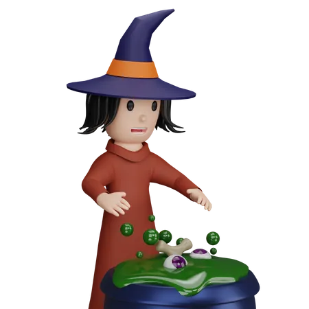 Witch Casting Spell  3D Illustration