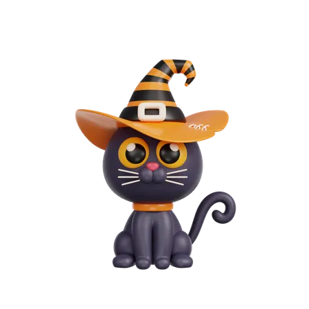 Witch Cat  3D Illustration
