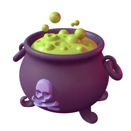Unveil The Magic Of Our Creepy Witch Cauldron A Bewitching 3 D Halloween Asset This Intricate Illustration Captures The Eerie Essence Of Potion Brewing Perfect For Adding An Element Of Mystique To Your Halloween Themed Projects 3D Icon