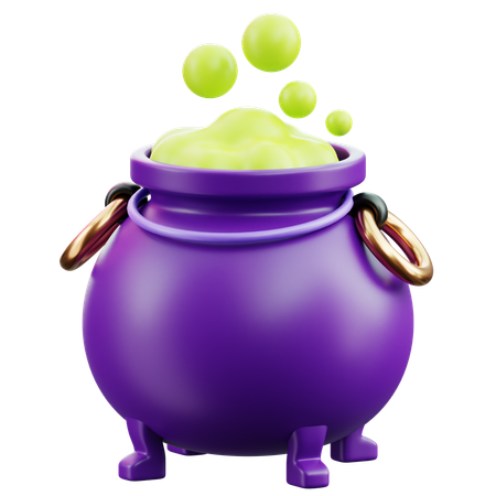 Witch Cauldron with bubbles  3D Icon