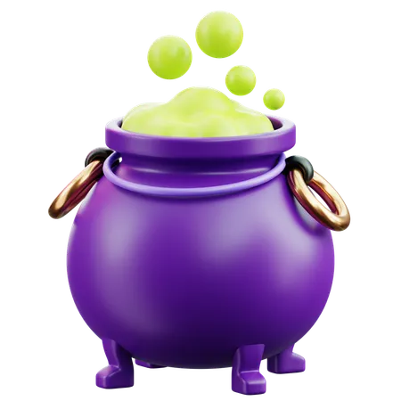 Witch Cauldron with bubbles  3D Icon