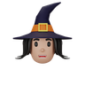 3d witch face illustration