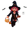 Witch Girl Flying On Broom Stick