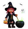 Witch Girl With Potion Pot