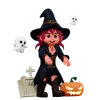 Witch Girl With Scary Pumpkin