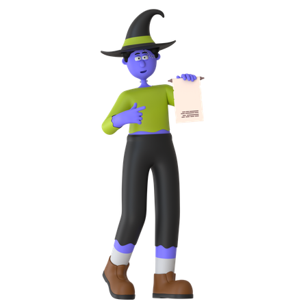 Witch Man Making Halloween Wish  3D Illustration