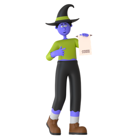 Witch Man Making Halloween Wish  3D Icon