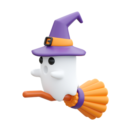 Witch On Broom  3D Icon