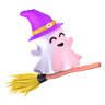 3d witch in broom illustration