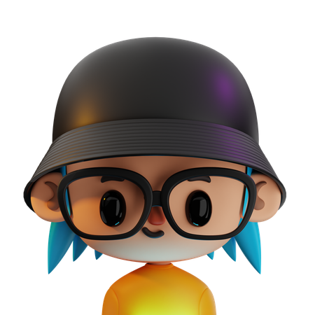 With Black Hat And Glasses  3D Icon