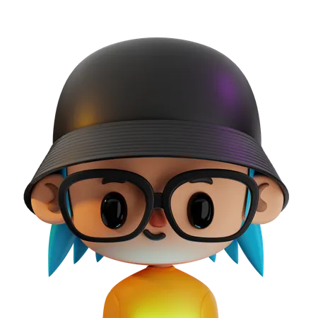 With Black Hat And Glasses  3D Icon