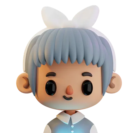 With Bunny Headband  3D Icon