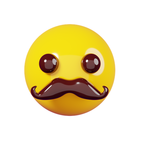 With Mustache Emoji 3D Illustration