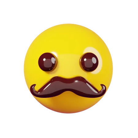 With Mustache Emoji 3D Illustration