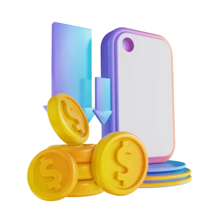 3 D Illustration Colorful Mobile Money Withdrawal 3D Illustration