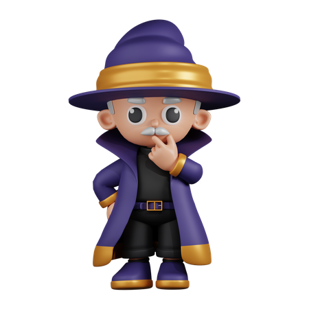 Wizard Curious  3D Illustration