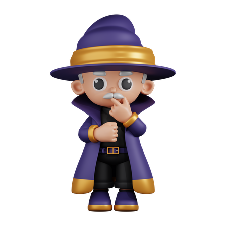 Wizard Curious Pose  3D Illustration