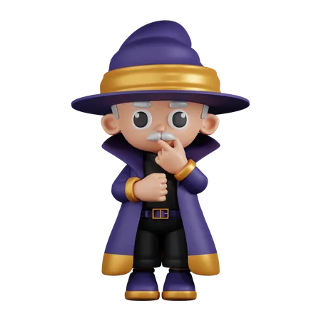 Wizard Curious Pose  3D Illustration