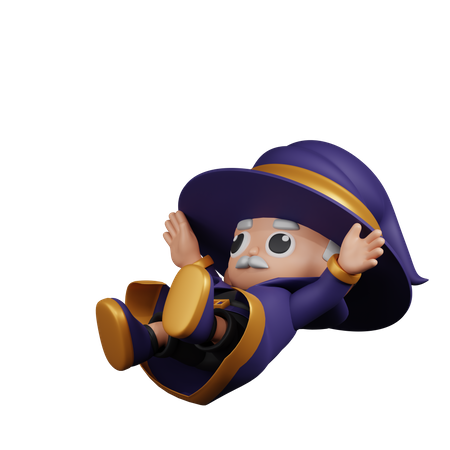 Wizard Falling Down  3D Illustration