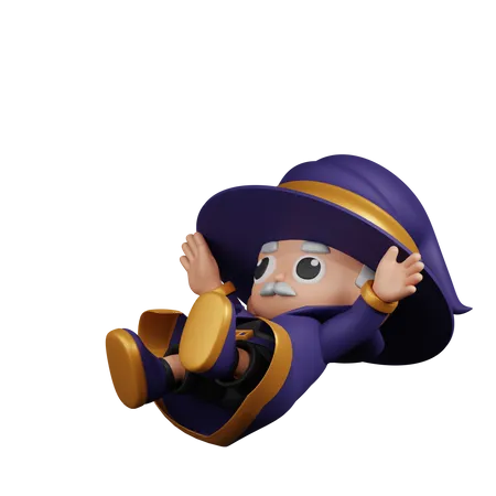 Wizard Falling Down  3D Illustration