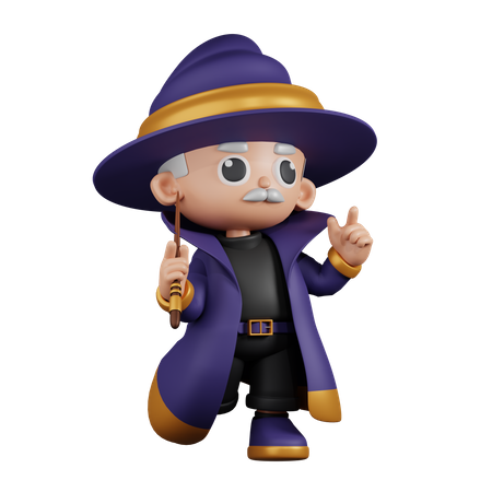 Wizard Feeling Happy  3D Illustration