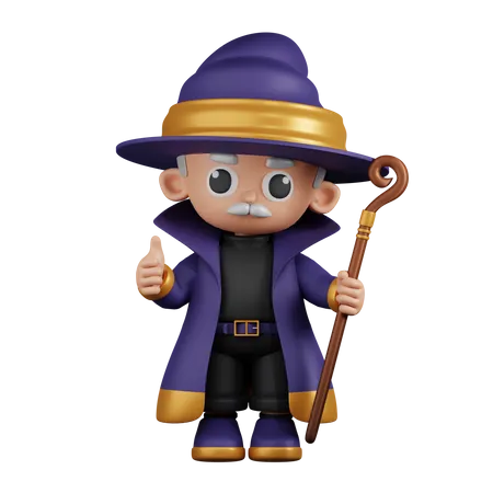 Wizard Giving A Thumb Up  3D Illustration