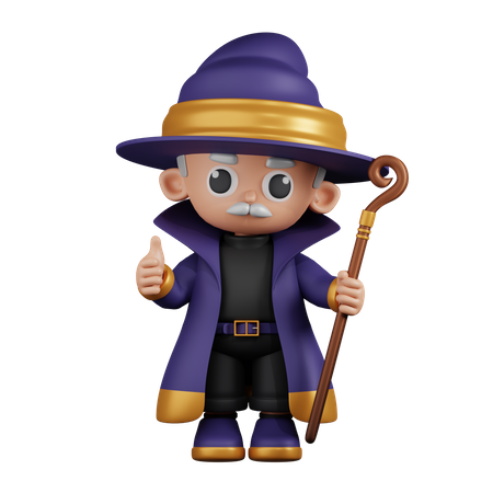 Wizard Giving A Thumb Up  3D Illustration