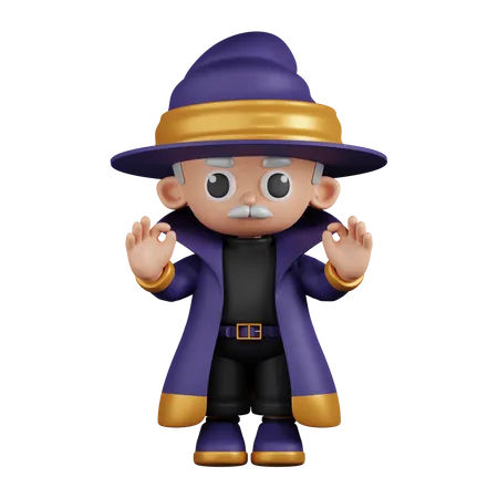 Wizard Giving Ok Hand Gesture  3D Illustration