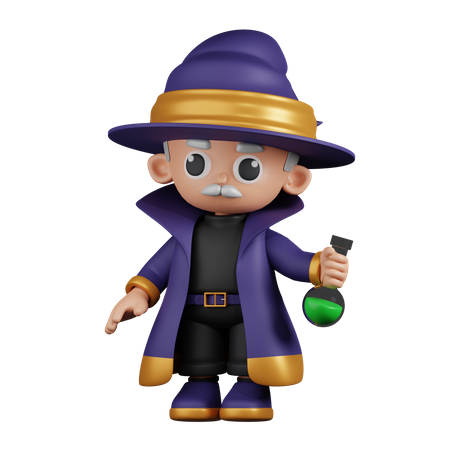 Wizard Holding His Potion  3D Illustration