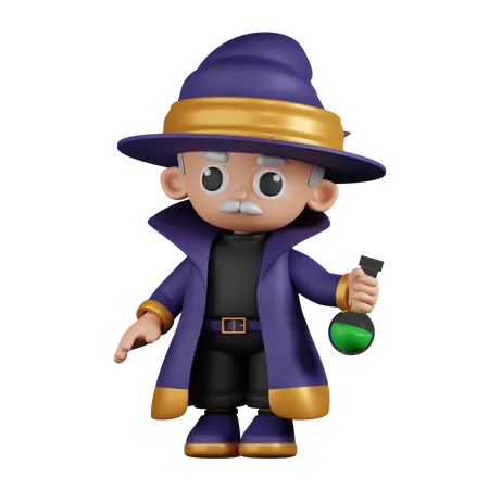 Wizard Holding His Potion  3D Illustration