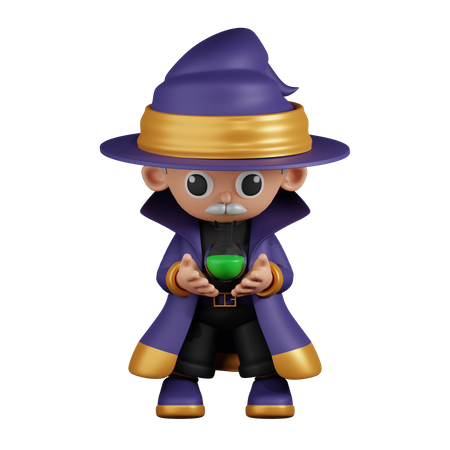 Wizard Holding Potion  3D Illustration