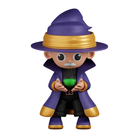 Wizard Holding Potion  3D Illustration