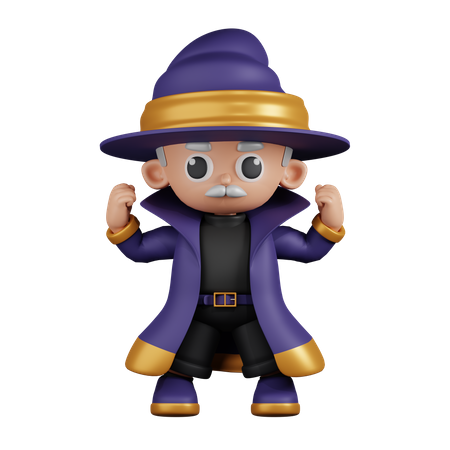 Wizard Looking Strong  3D Illustration
