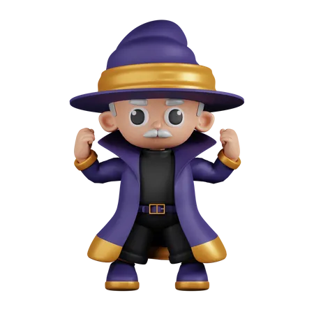 Wizard Looking Strong  3D Illustration