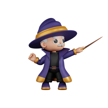 Wizard Looking Victorious  3D Illustration