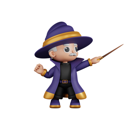 Wizard Looking Victorious  3D Illustration
