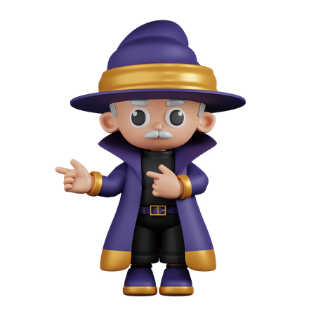 Wizard Pointing Fingers In Direction  3D Illustration