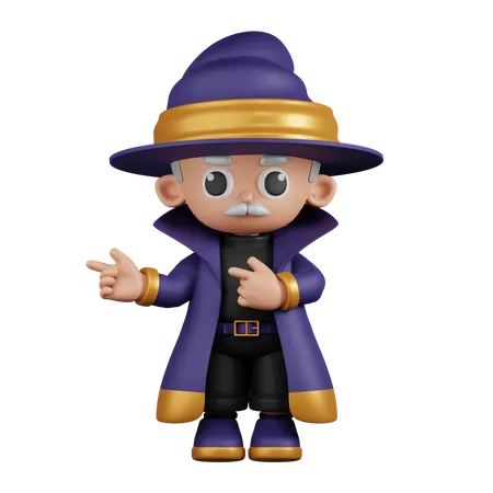 Wizard Pointing Fingers In Direction  3D Illustration