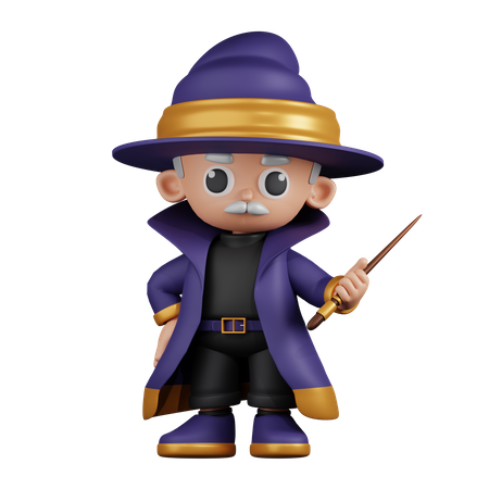 Wizard Pointing Next  3D Illustration