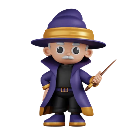 Wizard Pointing Next  3D Illustration