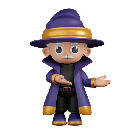 Wizard Pointing To Something  3D Illustration