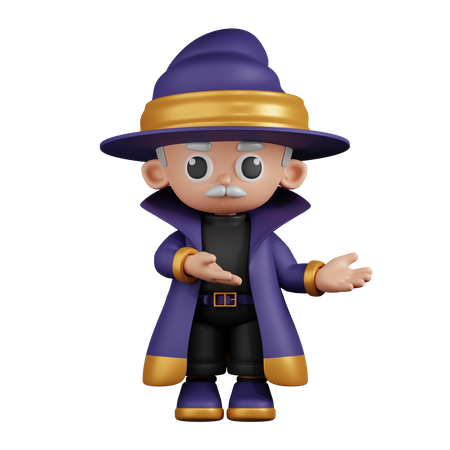 Wizard Pointing To Something  3D Illustration