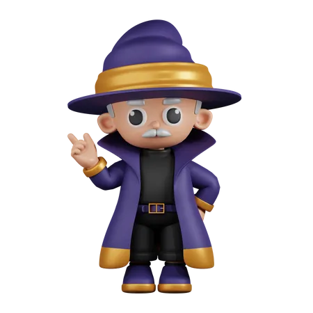 Wizard Pointing Up  3D Illustration