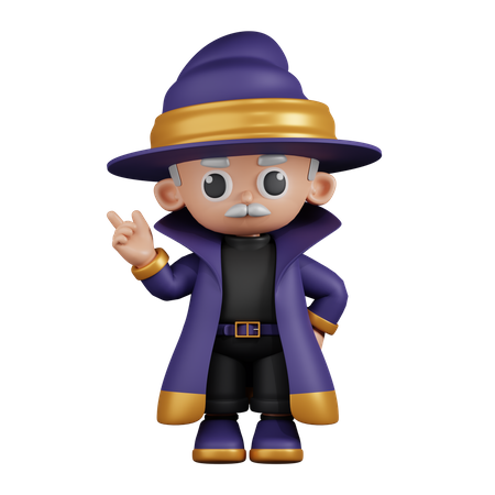 Wizard Pointing Up  3D Illustration